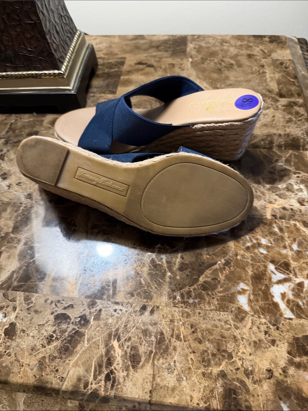 Tommy Bahama Navy Crisscross Espadrille Wedge Sandals - Picture 6 of 6